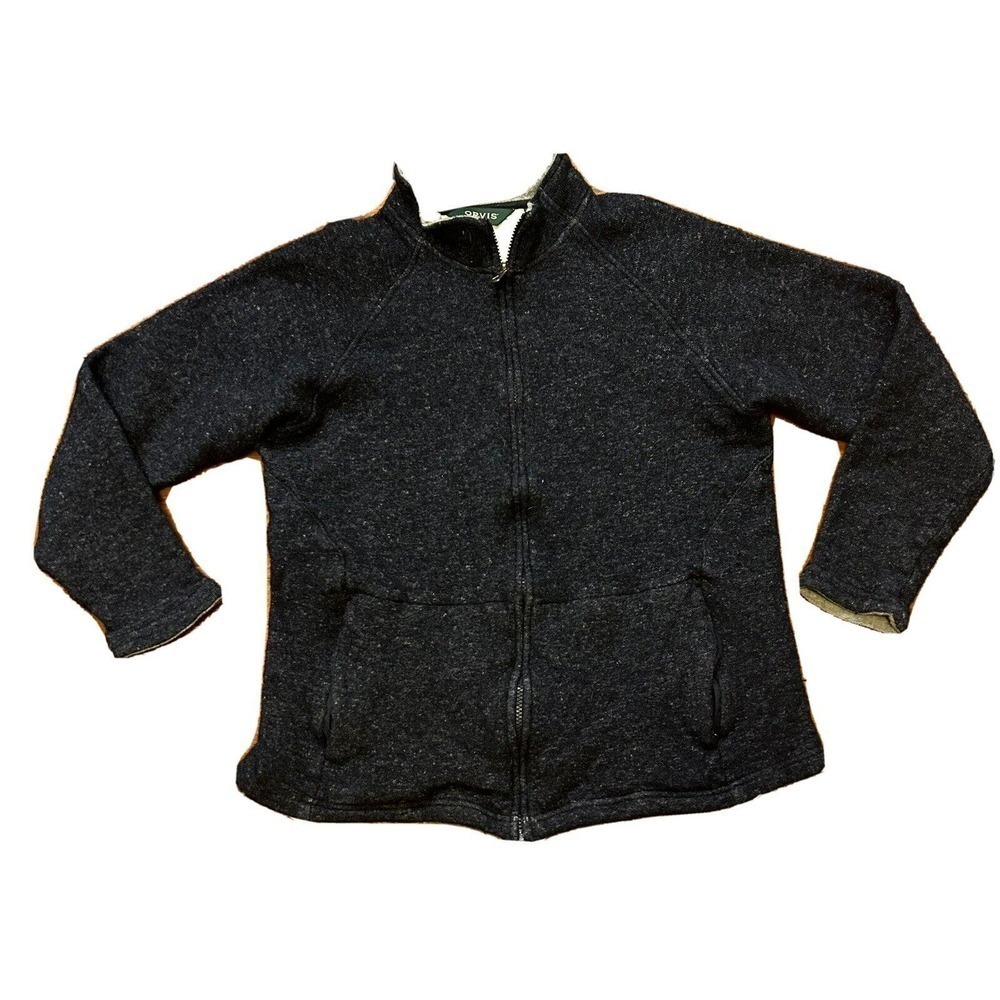 Ovis Women Cotton/Wool/Nylon/Linen Jacket Blue Full Zip Pockets w/ Zip Sz L